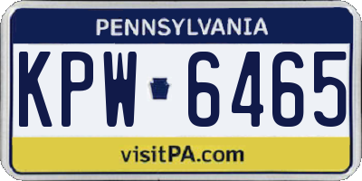 PA license plate KPW6465