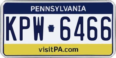 PA license plate KPW6466