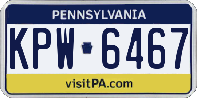 PA license plate KPW6467