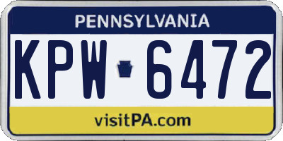 PA license plate KPW6472