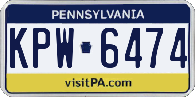 PA license plate KPW6474