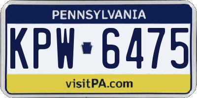 PA license plate KPW6475