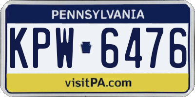 PA license plate KPW6476