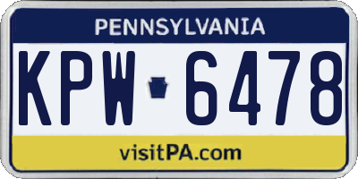 PA license plate KPW6478