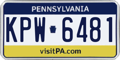 PA license plate KPW6481