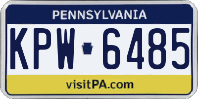 PA license plate KPW6485