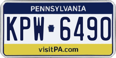 PA license plate KPW6490