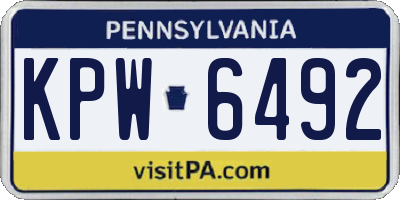 PA license plate KPW6492