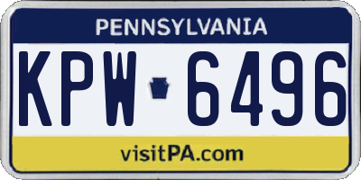 PA license plate KPW6496