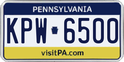 PA license plate KPW6500