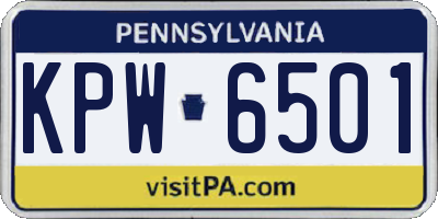 PA license plate KPW6501