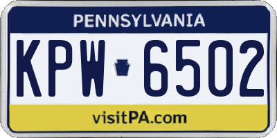 PA license plate KPW6502