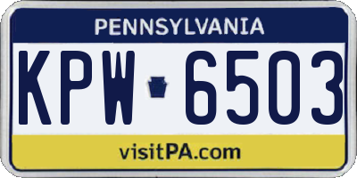 PA license plate KPW6503