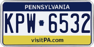 PA license plate KPW6532