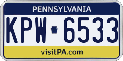 PA license plate KPW6533