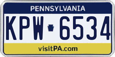 PA license plate KPW6534