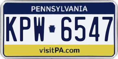 PA license plate KPW6547