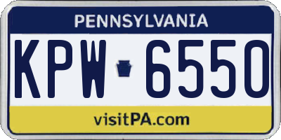 PA license plate KPW6550