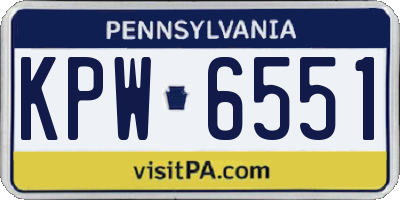 PA license plate KPW6551