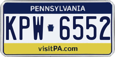 PA license plate KPW6552