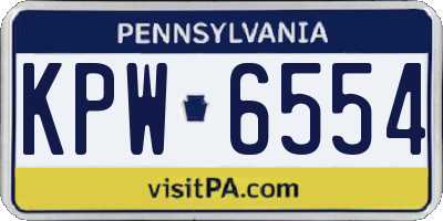 PA license plate KPW6554