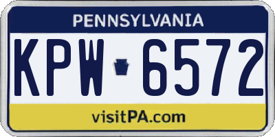 PA license plate KPW6572