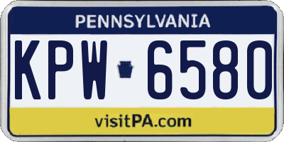 PA license plate KPW6580