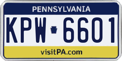 PA license plate KPW6601