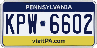 PA license plate KPW6602