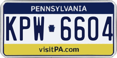 PA license plate KPW6604