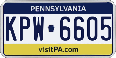 PA license plate KPW6605