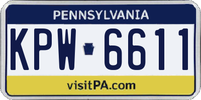 PA license plate KPW6611