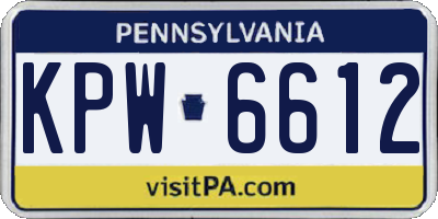 PA license plate KPW6612