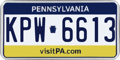 PA license plate KPW6613