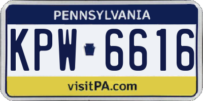 PA license plate KPW6616