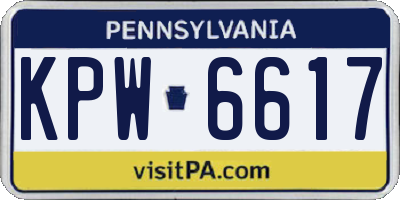 PA license plate KPW6617