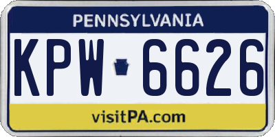 PA license plate KPW6626