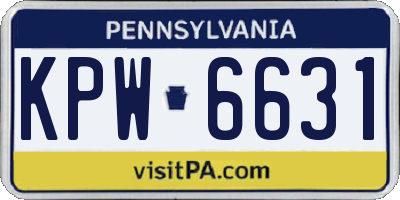 PA license plate KPW6631