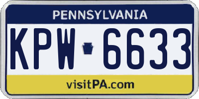 PA license plate KPW6633