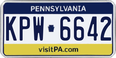 PA license plate KPW6642