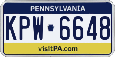 PA license plate KPW6648