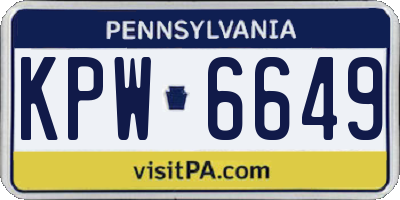 PA license plate KPW6649