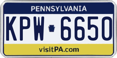 PA license plate KPW6650