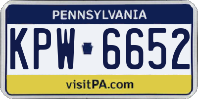 PA license plate KPW6652