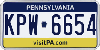 PA license plate KPW6654