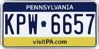 PA license plate KPW6657