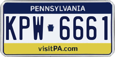 PA license plate KPW6661