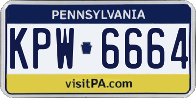 PA license plate KPW6664