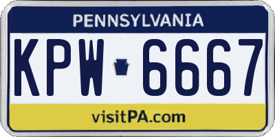 PA license plate KPW6667