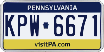 PA license plate KPW6671